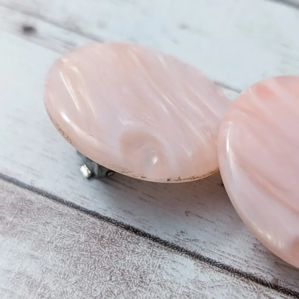 Vintage Clip On Earrings Large 1.25 Pink